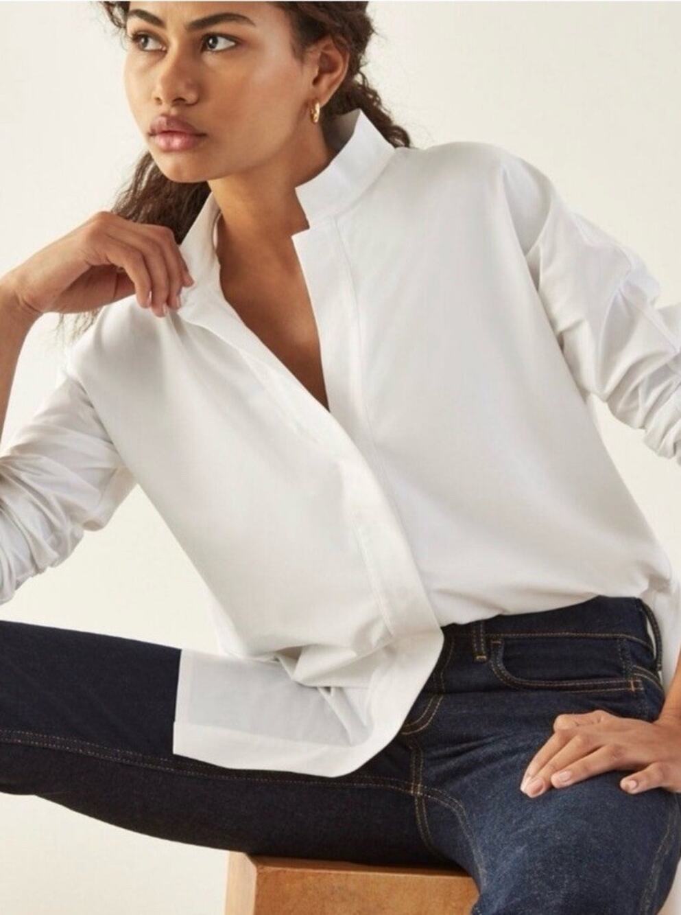 ADAY Something Borrowed Long Sleeve Shirt Blouse Large Minimal Capsule Tech